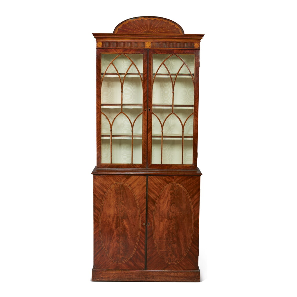 View full screen - View 1 of Lot 125. A GEORGE III INLAID MAHOGANY CABINET, LATE 18TH CENTURY.
