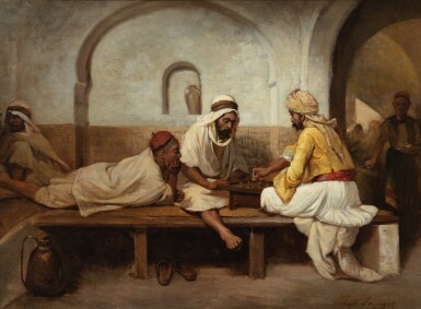 View full screen - View 1 of Lot 119. JEAN RAYMOND HIPPOLYTE LAZERGES | PLAYING CHESS.