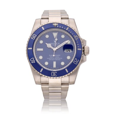 View full screen - View 1 of Lot 34. Reference 116619LB Submariner 'Smurf' | A white gold automatic wristwatch with date and bracelet, Circa 2008 | 勞力士 116619LB 型號 Submariner 'Smurf' | 白金自動上鏈鍊帶腕錶備日期顯示,約2008年製.