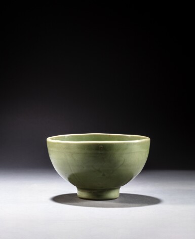 View full screen - View 1 of Lot 76. A 'Longquan' celadon-glazed 'Eight Auspicious Emblems' bowl, Ming dynasty | 明 龍泉窰青釉八吉祥紋盌.