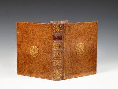 View full screen - View 1 of Lot 14. CRÉBILLON, Oeuvres. Paris, Imprimerie royale, 1750. In-4. Reliure de l'époque aux armes de France..