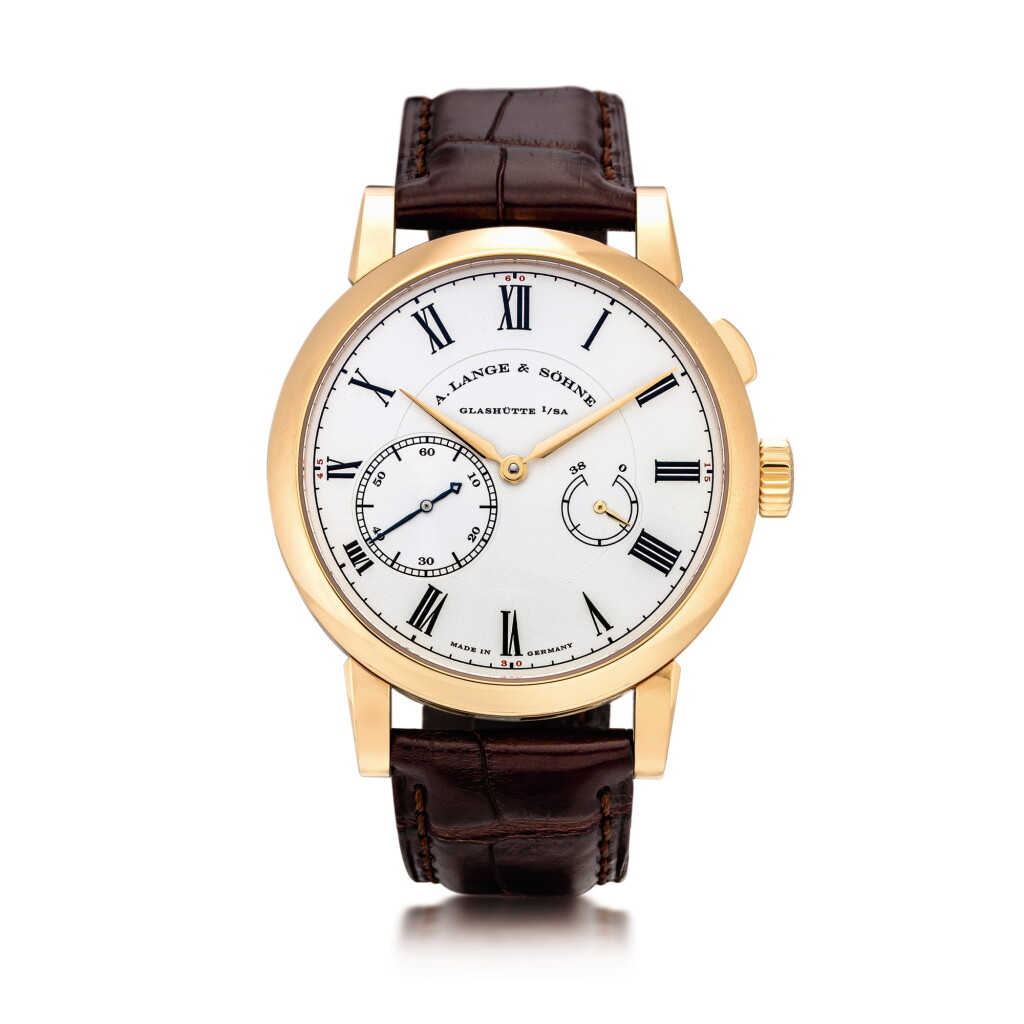 View full screen - View 1 of Lot 2020. A. Lange & Söhne | Richard Lange Referenzuhr, Reference 250.032, A brand new limited edition pink gold wristwatch with zero-reset mechanism and power reserve indication, Circa 2010 | 朗格 | Richard Lange Referenzuhr 型號250.032 全新限量版粉紅金腕錶,備歸零裝置及動力儲備顯示,約2010年製.