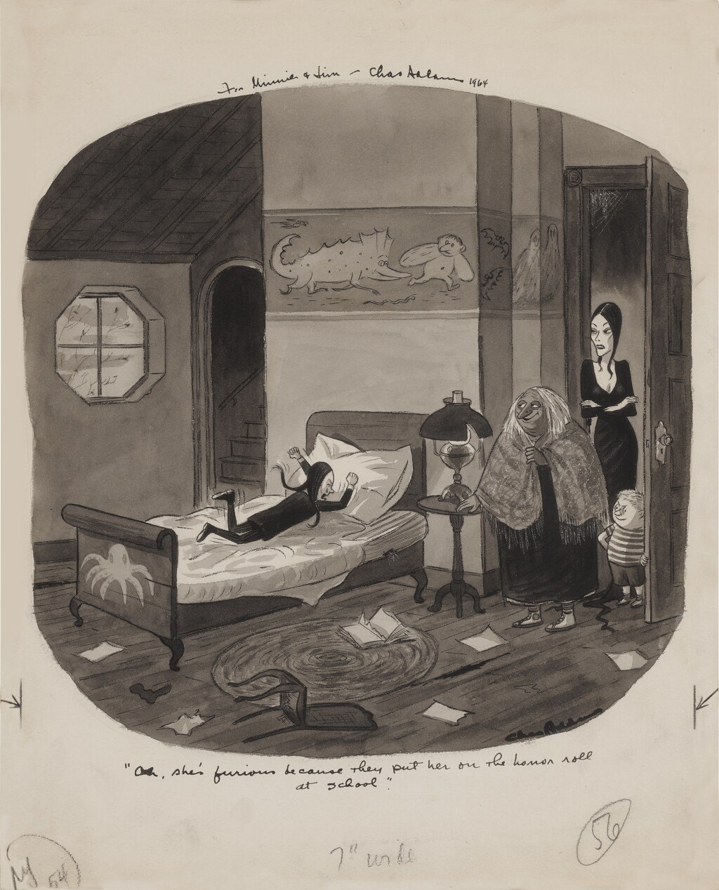View full screen - View 1 of Lot 1120. Addams, Charles | An original cartoon featuring the Addams Family.