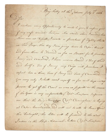 View full screen - View 1 of Lot 315. Slave Trade | Correspondence relating to British slaving voyages, especially the brig Sally, 1806-07.