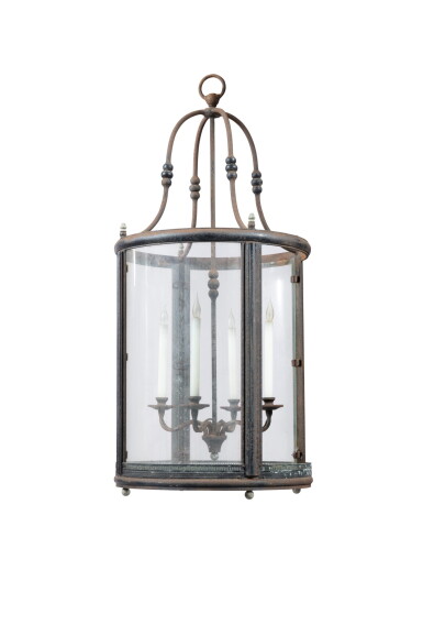 View full screen - View 1 of Lot 2128. A Louis XVI style bronze lantern | Lanterne en bronze de style Louis XVI.