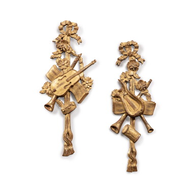 View full screen - View 1 of Lot 96. A pair of Music trophies | Paire de trophées de musique.
