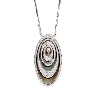 View full screen - View 1 of Lot 530. ‘Hypnose’ Diamond and Lacquer Pendent Necklace / Brooch | 卡地亞 | ‘Hypnose’ 鑽石 及 漆繪 項鏈 / 胸針 .