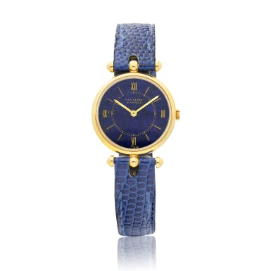 View full screen - View 1 of Lot 8168. Reference 9064 | A yellow gold wristwatch with lapis lazuli dial, Manufactured by Piaget, Circa 1964 | 梵克雅寶 | 型號9064 | 黃金腕錶,備青金石錶盤,由伯爵製作,約1964年製.
