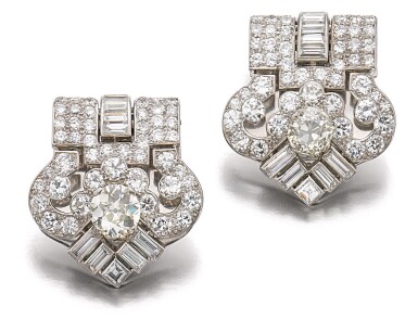 View full screen - View 1 of Lot 1. CARTIER | PAIR OF DIAMOND CLIP.