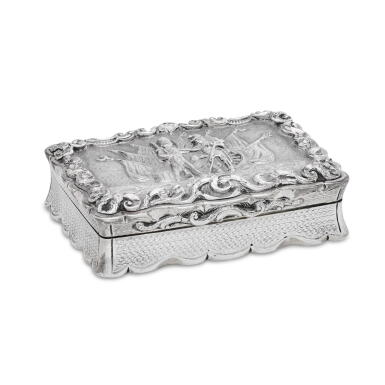 View full screen - View 1 of Lot 144. Crimean War interest: a Victorian silver table snuff box, Yapp & Woodward, Birmingham 1854.