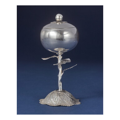 View full screen - View 1 of Lot 107. A GERMAN SILVER FRUIT-FORM COVERED CUP, MAKER'S MARK ?B, ROSENBERG 3 NO. 69, ALTENBURG, MID 19TH CENTURY.