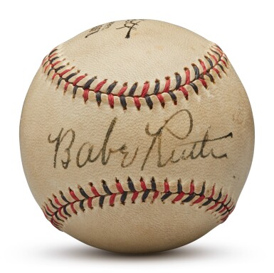View full screen - View 1 of Lot 138. Ruth, George Herman ("Babe") | An outstanding Babe Ruth single-signed baseball.