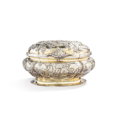 View full screen - View 1 of Lot 820. A German silver-gilt toilet box, by Caspar Kornmann, Augsburg, 1755–1757.
