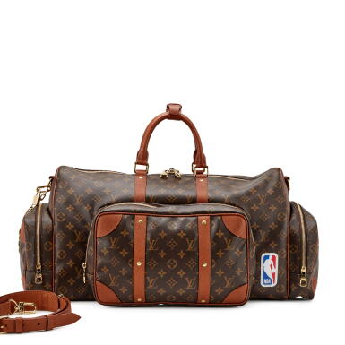 View full screen - View 1 of Lot 140. Ebene Monogram Coated Canvas NBA Keepall Trio Pocket Duffle Gold Hardware, 2021.