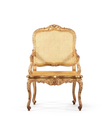View full screen - View 1 of Lot 274. A Régence style carved and gilt-wood armchair.