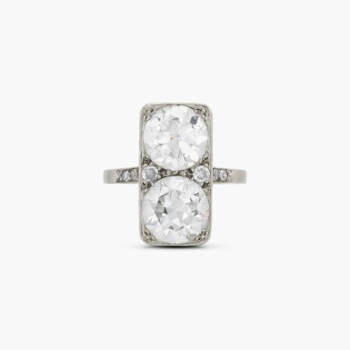 View full screen - View 1 of Lot 8. Two Stone Diamond Plaque Ring .