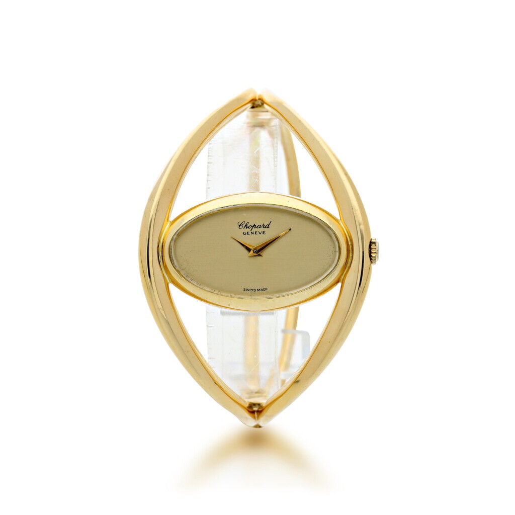 View full screen - View 1 of Lot 54. CHOPARD | REFERENCE 5047 1 A YELLOW GOLD BANGLE WATCH, CIRCA 1975.