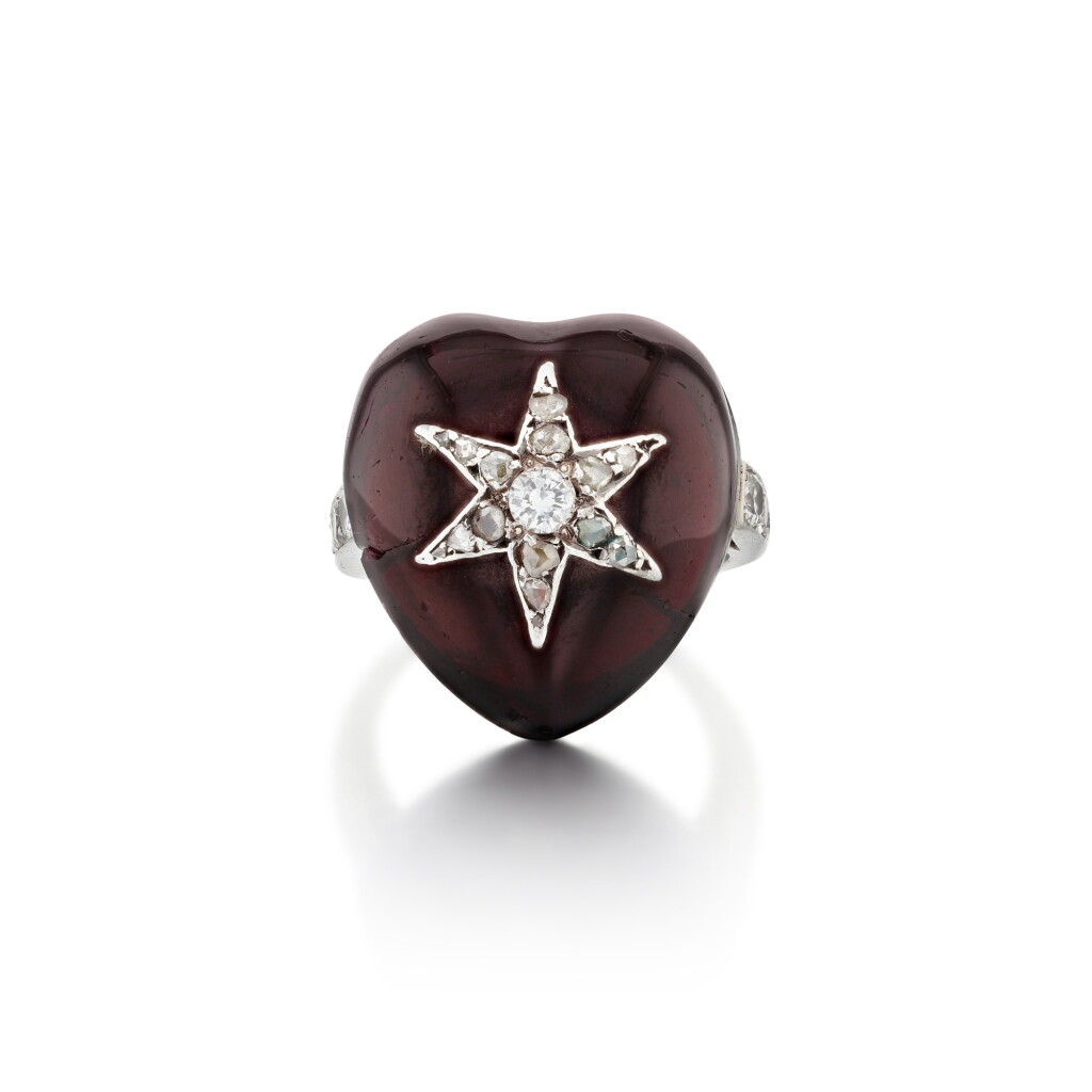 View full screen - View 1 of Lot 1. Garnet and diamond ring .
