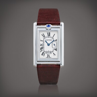 View full screen - View 1 of Lot 672. Tank basculante Montre bracelet en acier avec date | Stainless steel wristwatch with date Vers 2000 | Circa 2000.