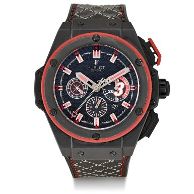 View full screen - View 1 of Lot 169. HUBLOT | BIG BANG KING POWER "DWYANE WADE", REFERENCE 703.CI.1123.VR.DWD11, A LIMITED EDITION CERAMIC AND TITANIUM CHRONOGRAPH WRISTWATCH WITH DATE, CIRCA 2013.