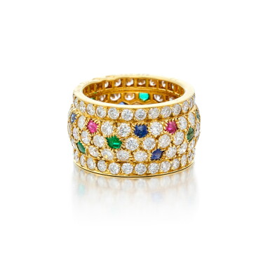 View full screen - View 1 of Lot 174. Colored Stone and Diamond 'Nigeria' Band Ring, France.