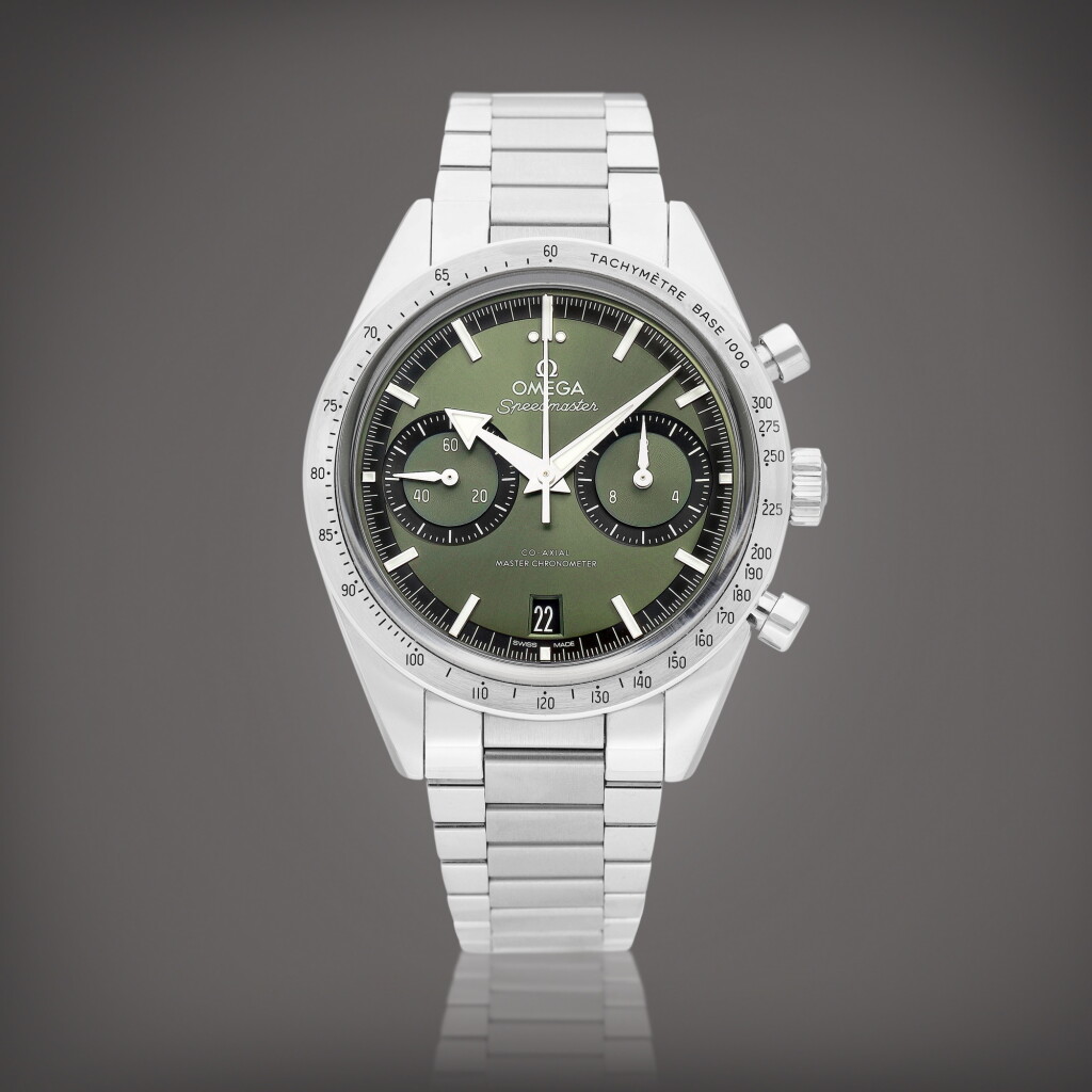 View full screen - View 1 of Lot 8779. Speedmaster ‘57, Reference 332.10.41.51.10.001 | A stainless steel chronograph wristwatch with date and bracelet, Circa 2022 | 歐米茄 超霸系列‘57 型號332.10.41.51.10.001 | 精鋼計時鏈帶腕錶,備日期顯示,約2022年製.