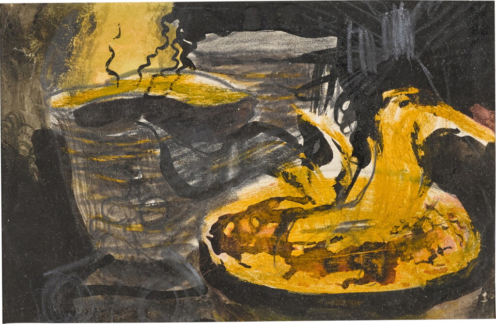 View full screen - View 1 of Lot 361. FLOW OF MOLTEN IRON BEING POURED IN TO A LADLE.
