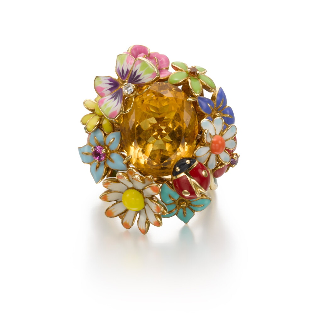 View full screen - View 1 of Lot 205. Citrine, enamel, diamond and gem set ring, 'Diorette', 2006.