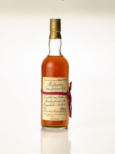 View full screen - View 1 of Lot 5450. The Macallan Red Ribbon 43.0 abv 1938 (1 BT75).