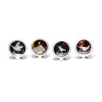 A set of four silver game bird menu holders, E. S. Barnsley & Co., Birmingham, 1913