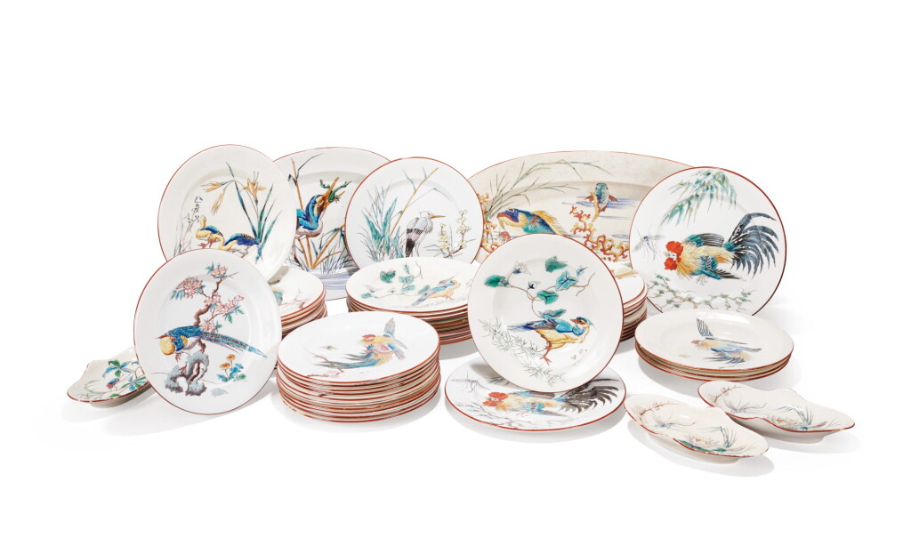 View full screen - View 1 of Lot 31. A FAÏENCE FINE PART SERVICE, MANUFACTURE JULES VIELLARD, BORDEAUX, LATE 19TH CENTURY | PARTIE DE SERVICE EN FAÏENCE FINE, MANUFACTURE DE JULES VIELLARD, BORDEAUX, FIN DU XIXE SIÈCLE.