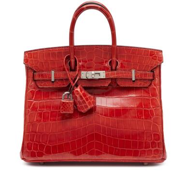 View full screen - View 1 of Lot 35. Braise Shiny Niloticus Crocodile Birkin 25 Palladium Hardware, 2015.