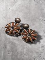 Pair of Agate and Wood Earclips