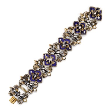 View full screen - View 1 of Lot 17. BRACELET PERLES ET ÉMAIL, FROMENT-MEURICE, VERS 1850 | PEARL AND ENAMEL BRACELET, FROMENT-MEURICE, CIRCA 1850.