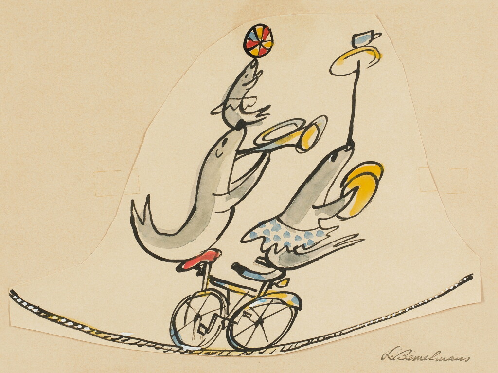 View full screen - View 1 of Lot 2161. Seals on a Bicycle (Sketch for "Marina").