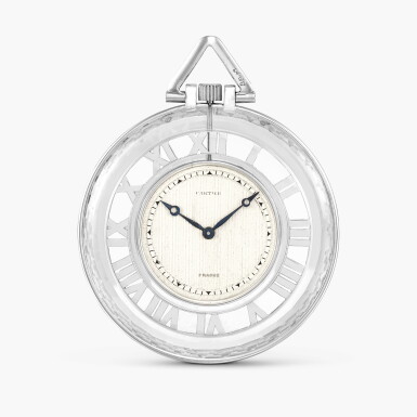 View full screen - View 1 of Lot 2470. A platinum and rock crystal mounted openface keyless lever watch, Circa 1925.