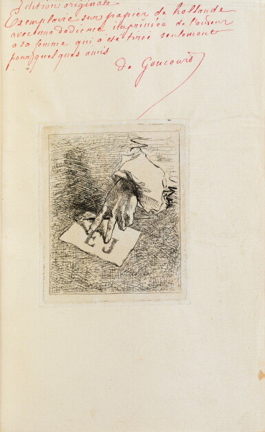 View full screen - View 1 of Lot 89. Le Nabab. 1877. E.O. 1/50 ex sur Hollande, avec rare dédicace. Ex Goncourt. Joint : 2 lettres, une de Daudet.