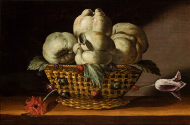 View full screen - View 1 of Lot 108. Still Life with Quinces in a Wicker Basket | Nature morte aux coings dans un panier d’osier.