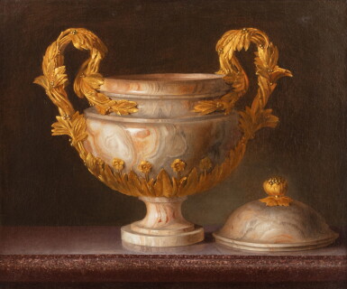 View full screen - View 1 of Lot 446. Portrait of an Alabaster Vase with Gilt-Bronze Mounts by Pierre Gouthière, From the Duke of Aumont's Collection.