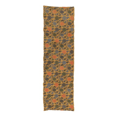 View full screen - View 1 of Lot 632. A large ochre-yellow-ground silk brocade 'peony' panel, 17th century | 十七世紀 薑黃地纏枝牡丹紋錦.