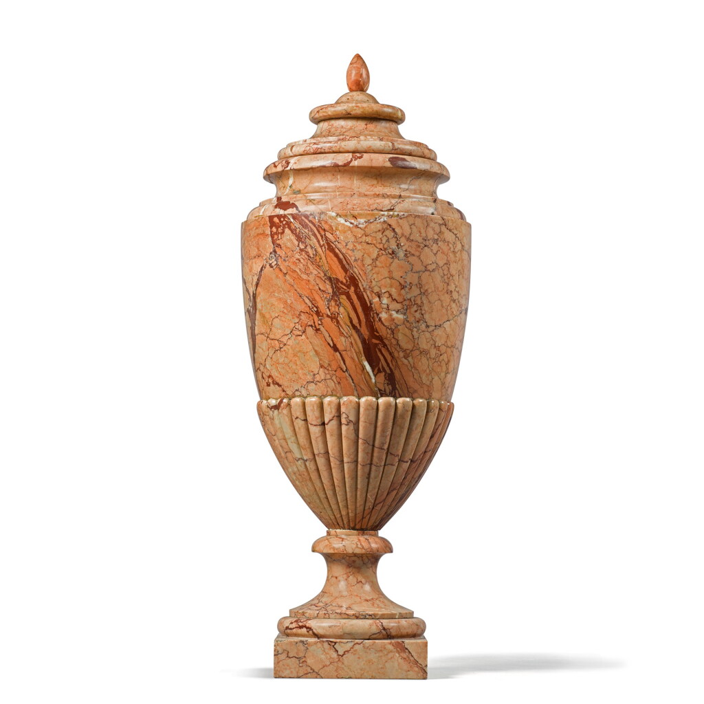 View full screen - View 1 of Lot 69. A large Italian portasanta marble vase with lid, late 18th century.