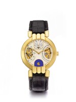 HARRY WINSTON | A YELLOW GOLD AUTOMATIC RETROGRADE PERPETUAL CALENDAR WRISTWATCH WITH MOON PHASES CIRCA 2005
