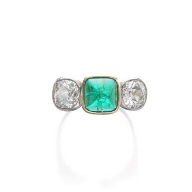 View full screen - View 1 of Lot 817. Emerald and diamond ring.