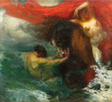 View full screen - View 1 of Lot 85. Nereid, Triton and hippocampus in the ocean | Néréïde, triton et hippocampe dans l’océan.