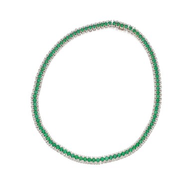View full screen - View 1 of Lot 417. Craig Drake | Emerald and Diamond Necklace.