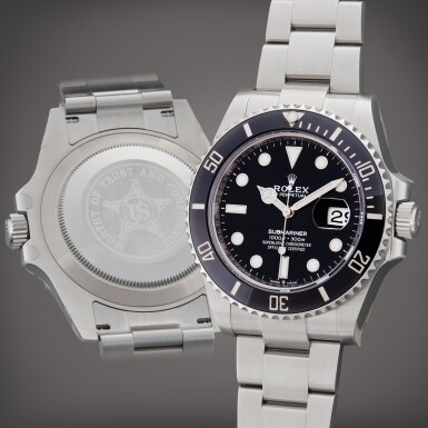 View full screen - View 1 of Lot 72. Reference 126610LN Submariner 'United States Secret Service' | A stainless steel automatic wristwatch with date and bracelet, Circa 2020.