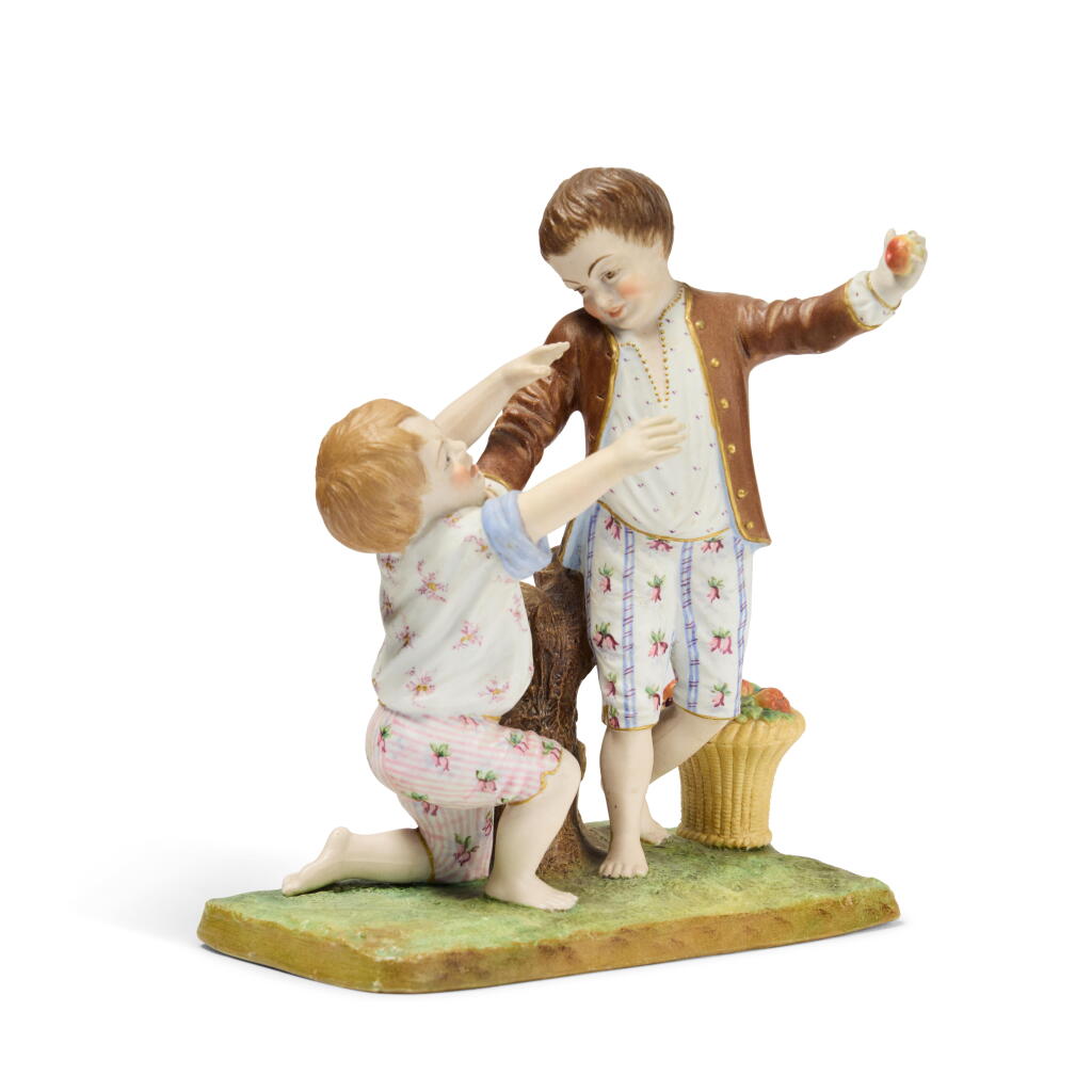 View full screen - View 1 of Lot 127. Childish Antics: A porcelain figural group, Gardner Porcelain Factory, Verbilki, late 19th Century.