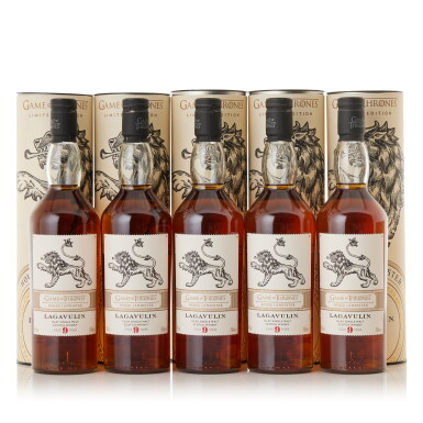 View full screen - View 1 of Lot 9521. Lagavulin 9 Year Old Game of Thrones House Lannister 46.0 abv NV (5 BT70).