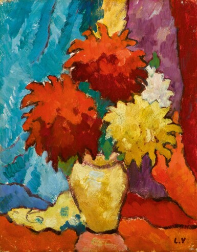 View full screen - View 1 of Lot 327. Dalhias au vase jaune.