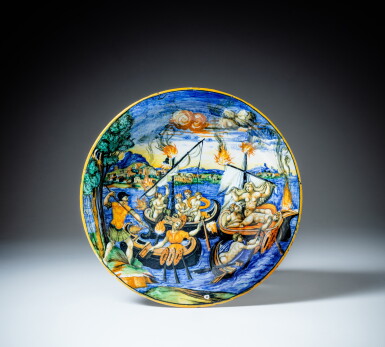 View full screen - View 1 of Lot 404. An italian maiolica cup, Urbino, dated 1544 | Coupe en majolique d'Urbino, datée 1544.